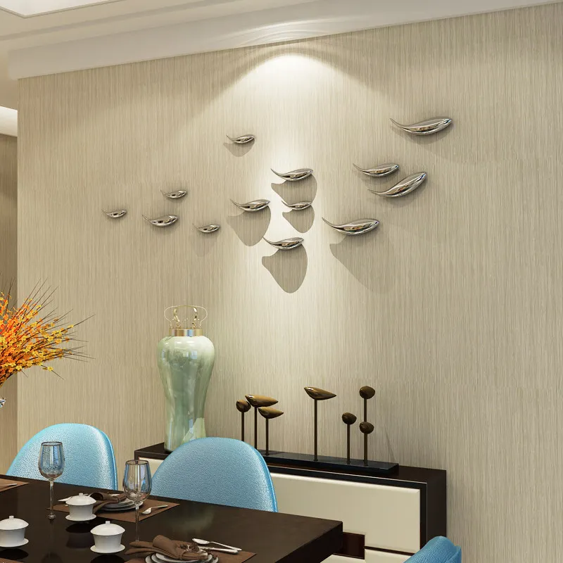 Wall Decor Ocean Theme Electroplated Fish Group Wall Hanging Ornament For Seafood Shop Restaurant Home Background Wall Decor