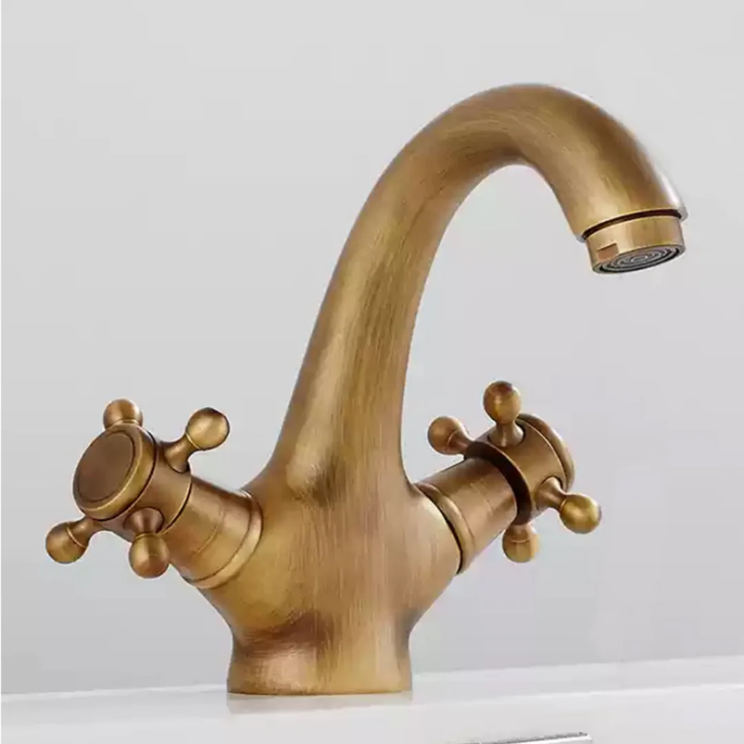 Antique Bathroom Faucet Gold Basin Faucet Brass Chrome Lavotory Bathroom Basin  Mixer Tap Hot and Cold Sink faucet