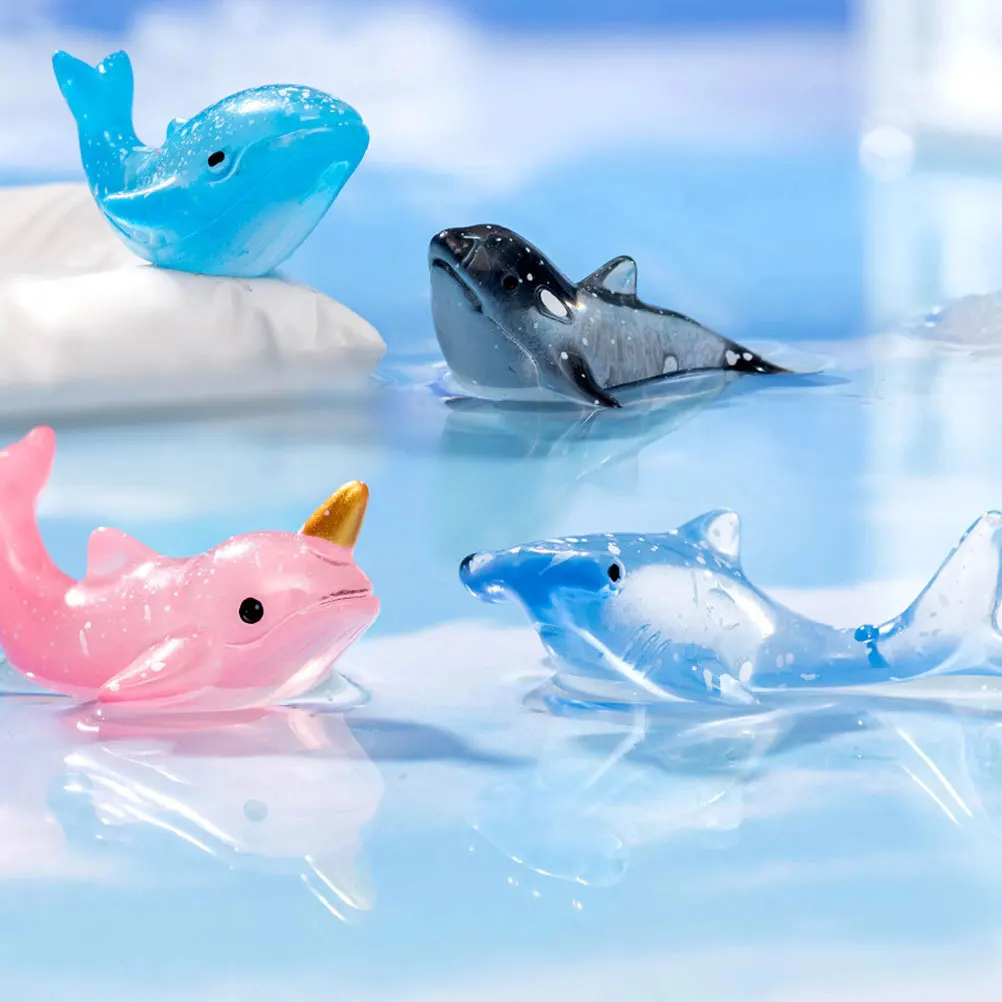 

6Pcs Mini Ocean Animal Set Resin Whale Shark Statues DIY Aquarium Decoration Small Sea Creatures Fish Tank Decor