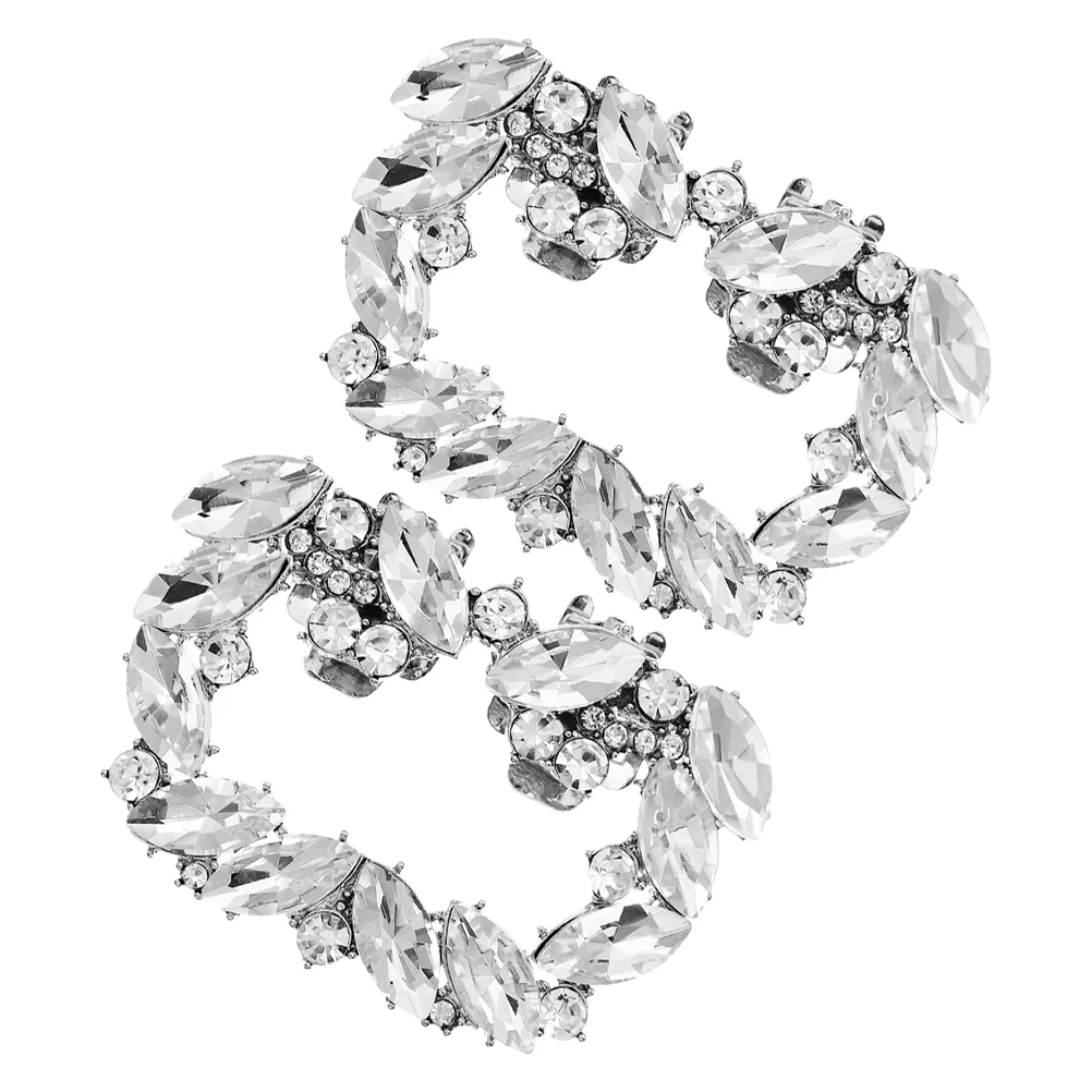 

Fashion Silver Shoe Clips Detachable Buckle Rhinestones Zinc Alloy Embellishments For Sandals Decorative Accessories Glamorous