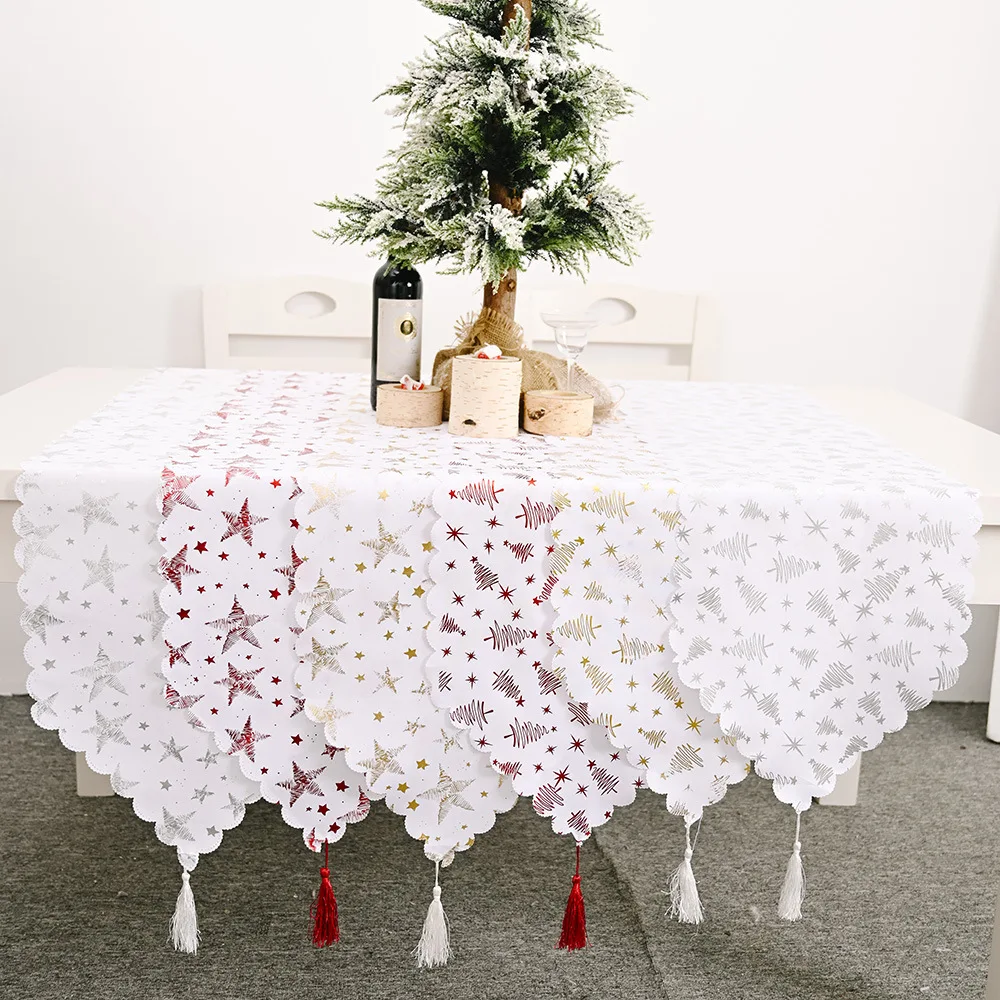 Christmas Table Runner Tablecloth for 2026 Xmas Navidad Noel Gifts New Year Table Flag Kitchen Dining Table Decor Tablecloth