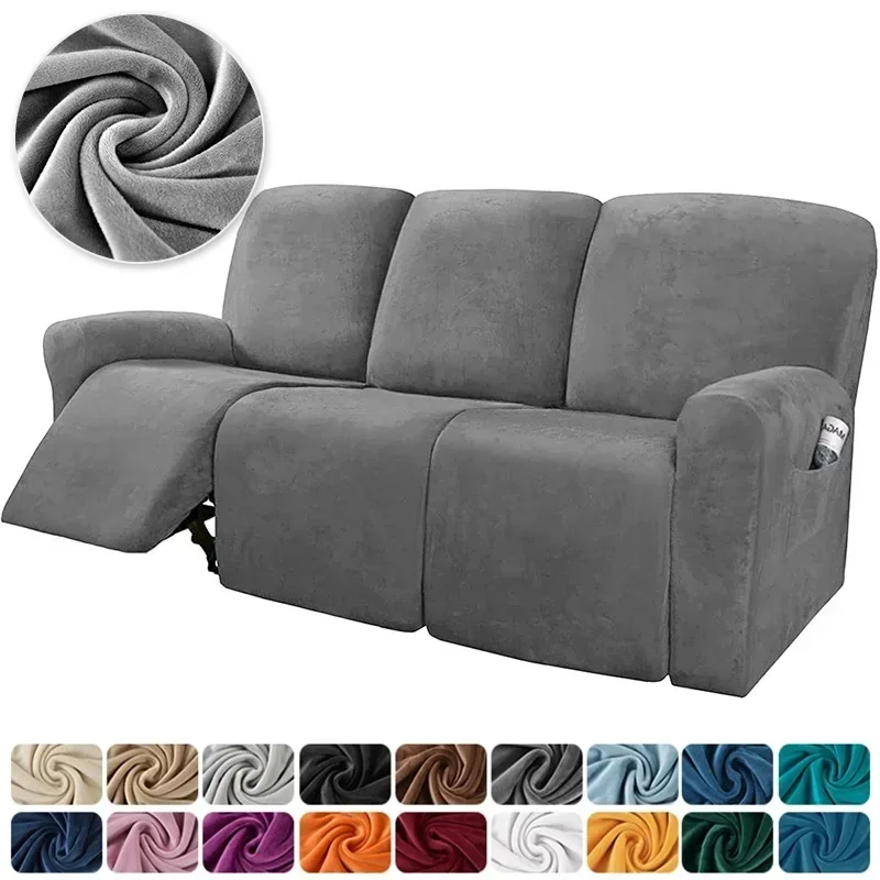 1 2 3 Seater Velvet Recliner Sofa Cover Elastic Sofa Protector  Relax Armchair Covers Couch Cover Stretch Slipcovers