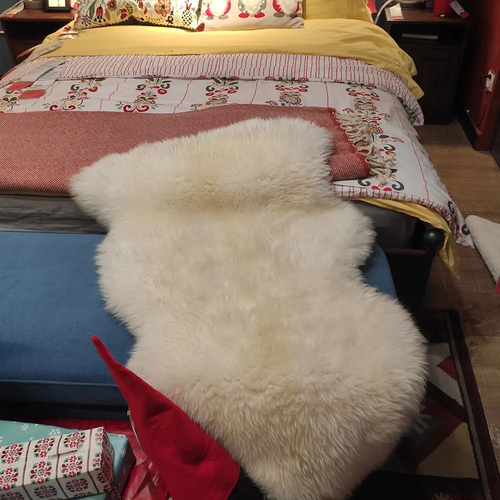 Pure Wool Big Deluxe Whole Australian Sheepskin Plush Seat Cushion Pad Cover Carpet In Car Sofa Mat Bedroom Living Room