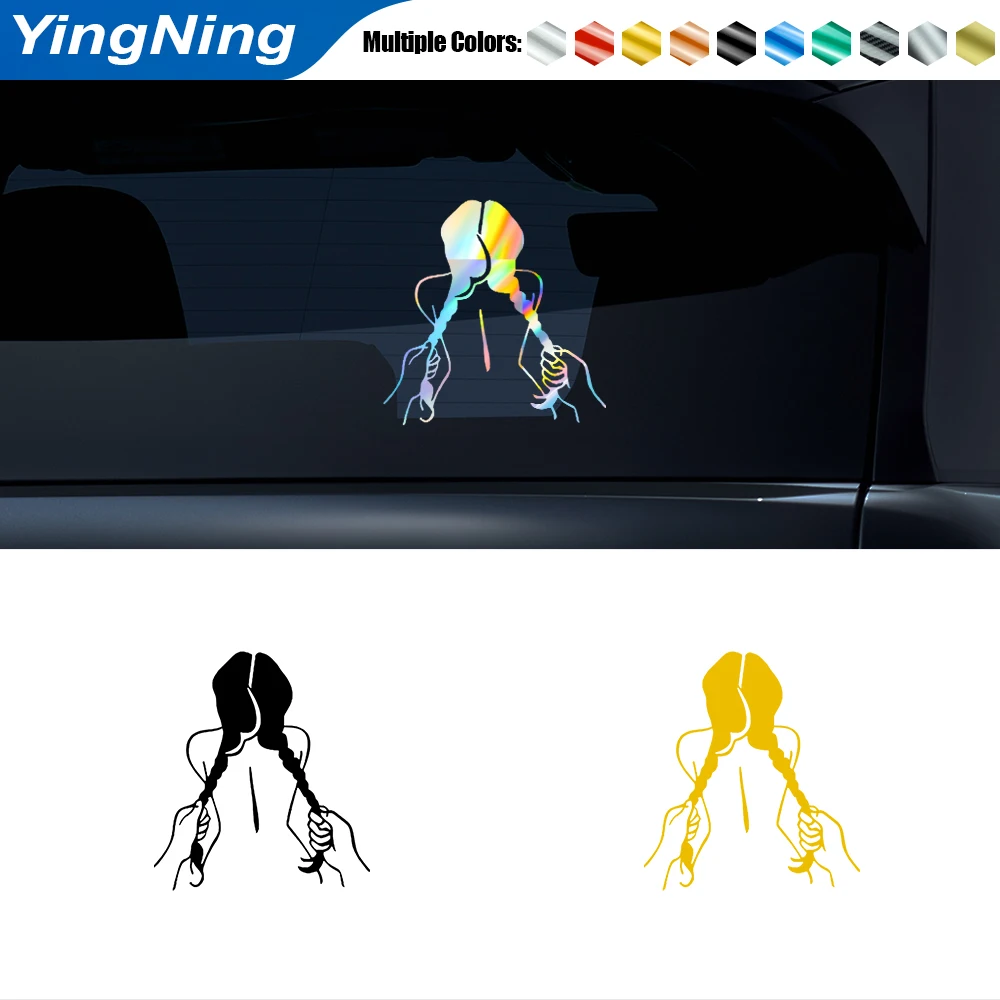 

Double Ponytail Car Reflective Funny Car Sticker Car Creative Fashion Decal Stickers For Auto Bumper Warning Sign Accessories