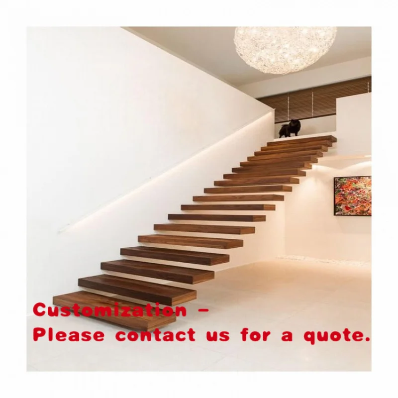 

Изготовленная на заказ прямая лестница из массива красного дуба, плавающая лестница-стремянка