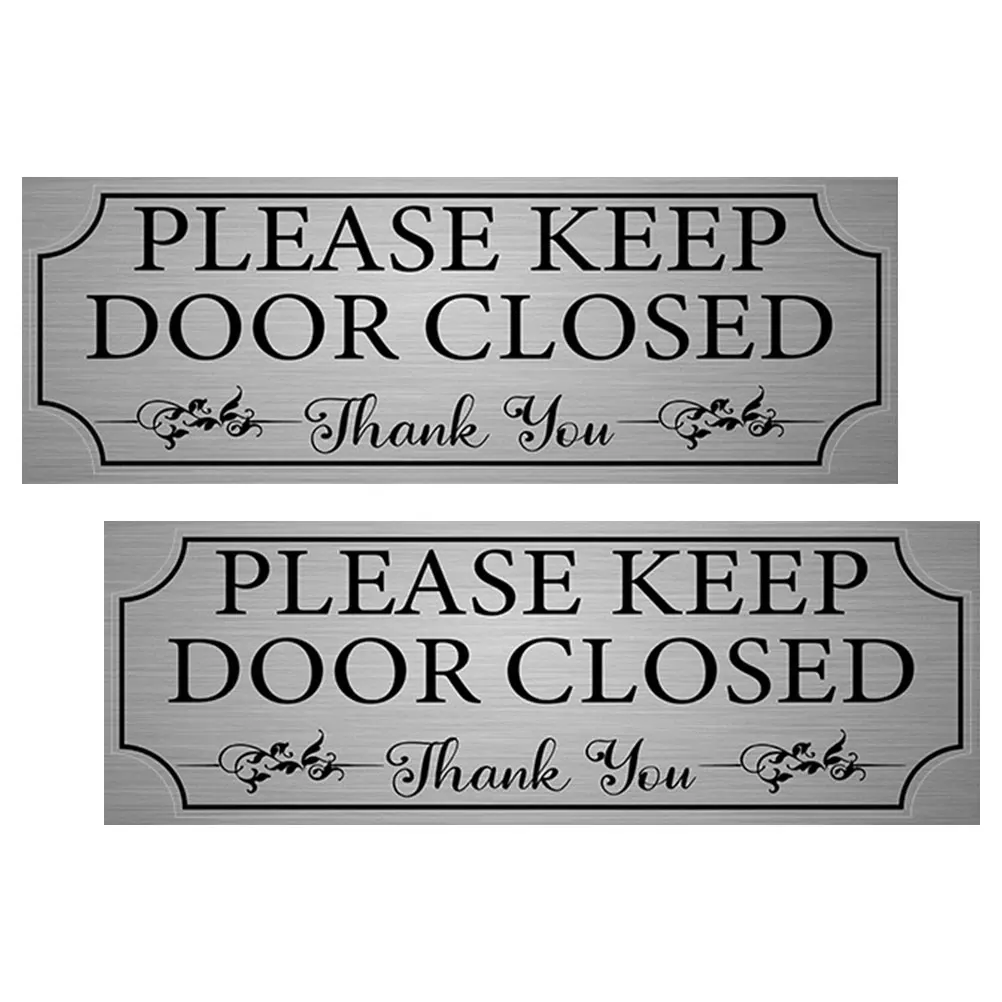 

2Pcs Door Sign Sticker Please Keep Door Closed Adhesive Notice Decal Bathroom Restroom Office Storage Room Warning