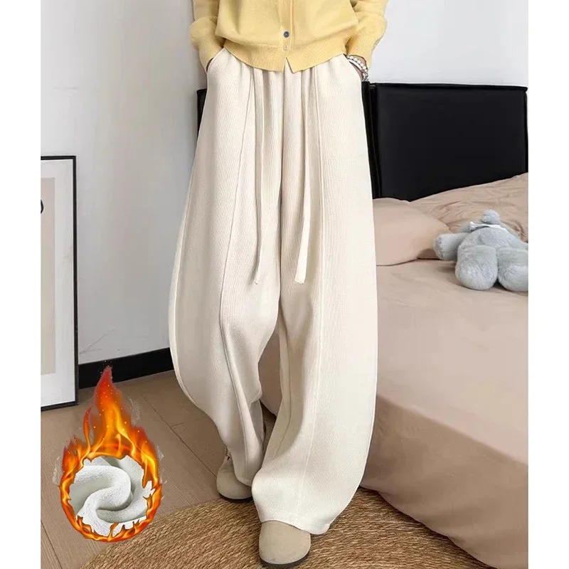 Winter-Jogginghose für Mädchen aus dünnem Fleece, modische, warme Plüsch-Freizeithose für Damen, hohe Taille, thermische Sweatpants für Mädchen – Detail 18