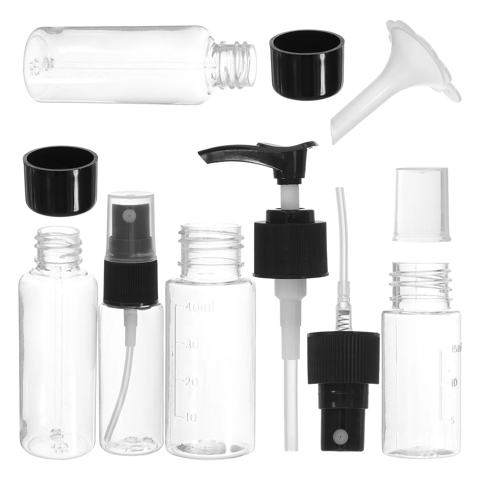 

1 Set Travel Bottles Kit Refillable Clear Lotion Spray Containers For Makeup Remover Toner Organizers Empty