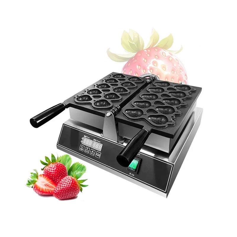 

10 Fruit Shape Waffle Machine Strawberry Chocolate Sauce Waffle Snack Stall Equipment