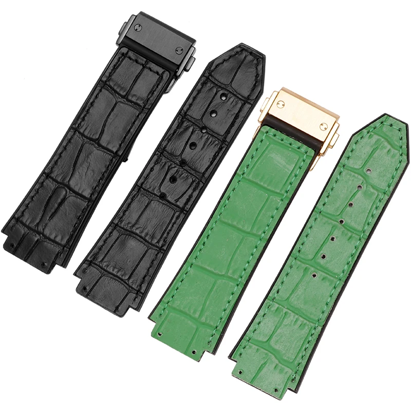 Watch Strap For Hublot 25mm*19mm Soft Watchband for HUBLOT Big Bang Series Watch Bracelet Genuine Leather+silicone