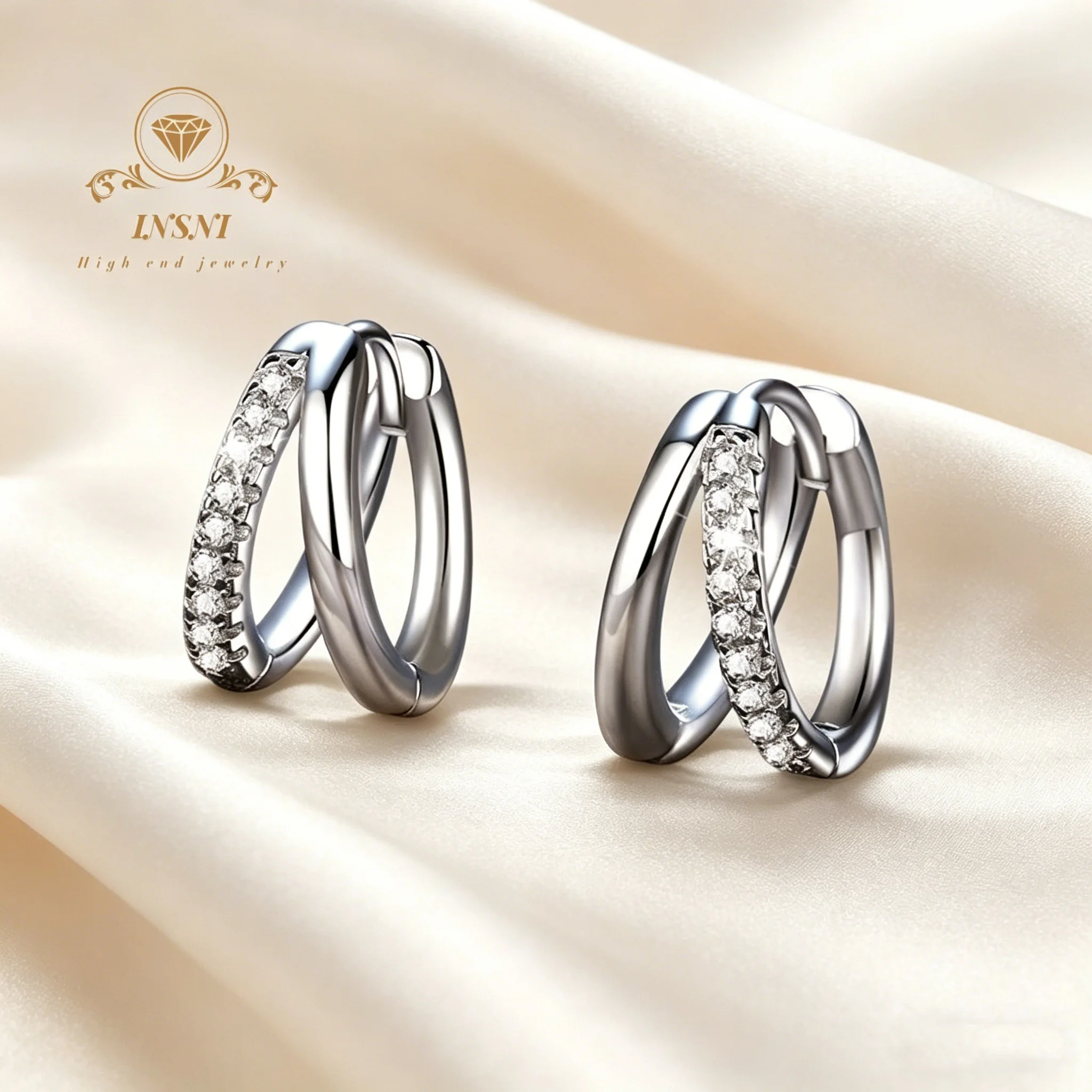 

S925 Sterling Silver Earrings Full Of Diamond Moissanite Studs, Original Design French Earrings 15 Points D Color Moissanite Ear