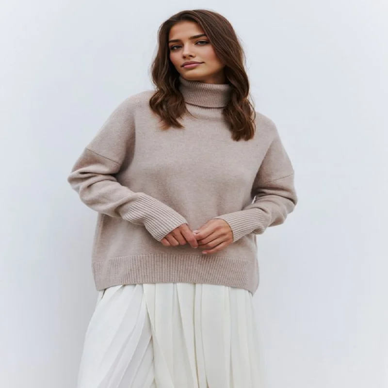 

New Knitted Women's Clothing New High-neck Sweater Loose-fitting Base Layer Knitted Sweater for Autumn and Winter