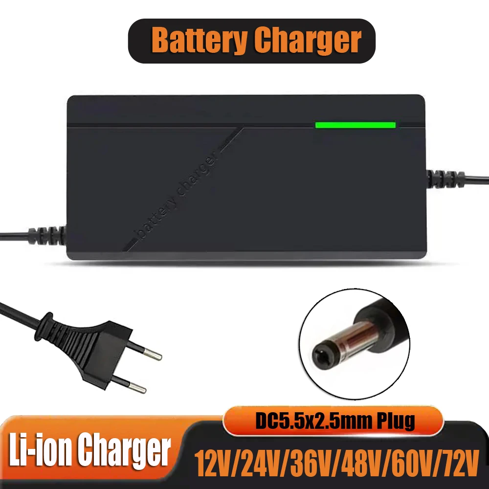 Li-ion Battery Charger For E-bike Electric Bicycle 12V 24V 36V 48V 60V 72V DC Power Adapter Charger Lithiun Battery Chargers