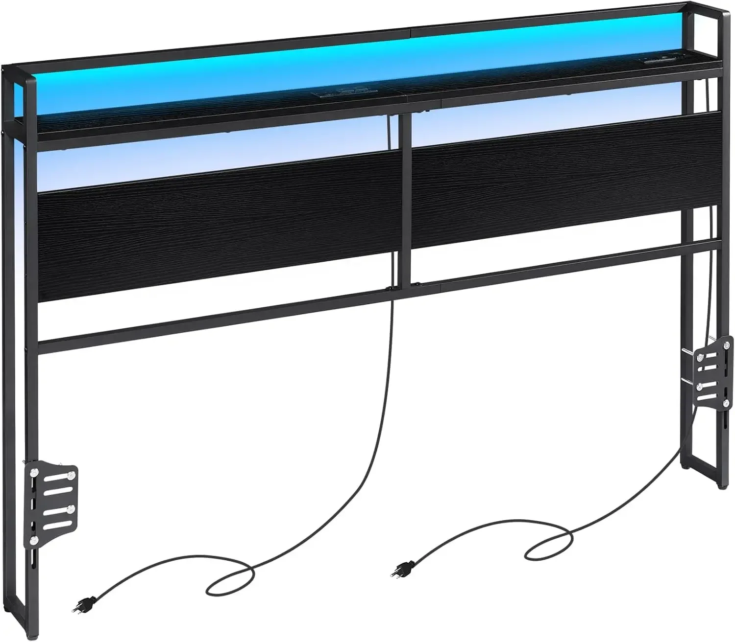 

Queen Size Headboard Only with Power Outlet & Colorful LED Strip Light, Heavy Duty Queen Headboard, Easy Assembly, Black