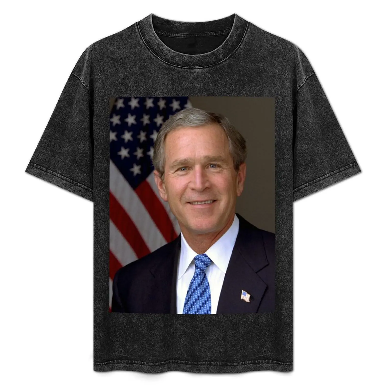 

George Bush Junior Portrait T-Shirt Big and Tall Short Sleeve Tee