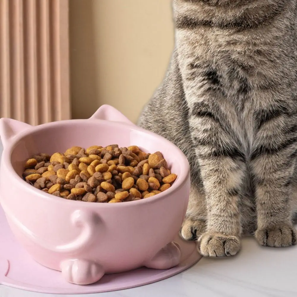 Ceramic Cat Bowl Creative Slanted Mouth Dog Food Feeding Basin Anti Tipping Non-slip Pet Drinking Feeder Water Container