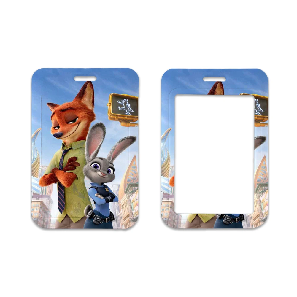 Funda de tarjeta de dibujos animados de Disney, Protector de figura bonito, personalizado, nombre de personalidad, soporte de insignia de tarjeta de identificación con cordón de cinta