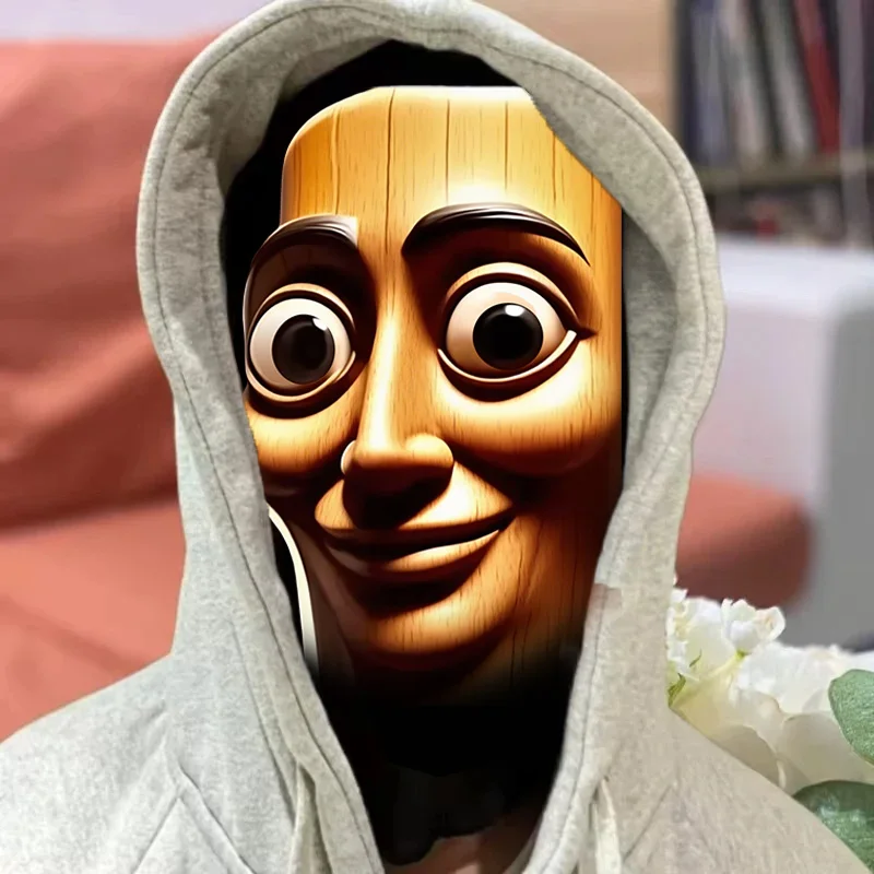 NEUE 3D-gedruckte Vollgesichtsmaske TungTungTung Sahur Mesh-Maske für Männer, Partyzubehör, lustige Cosplay-Requisiten, neuartig – Detail 1