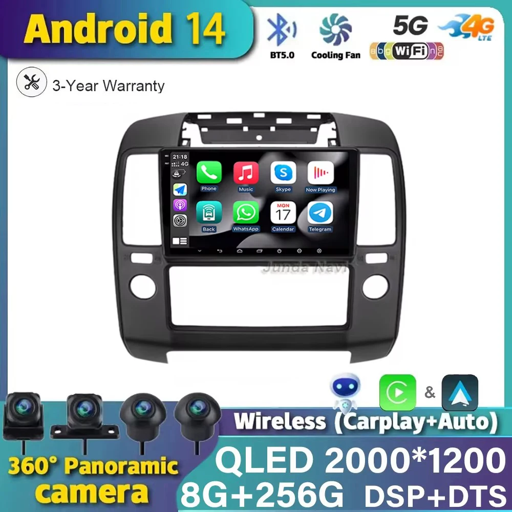 

Android 14 For Nissan Navara 3 D40 2004-2010 Car Radio Multimedia Player Navigation GPS Carplay 4G WIFI 360 Camera Split Screen