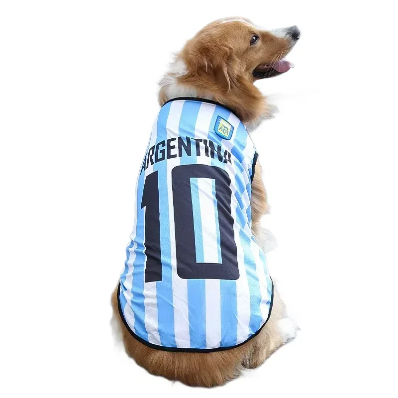 

Messi #10 Dog Jersey Summer Breathable Sports Vest Pet Football Shirt For Small Dogs Cats Puppy Clothes Soccer Style New Hot