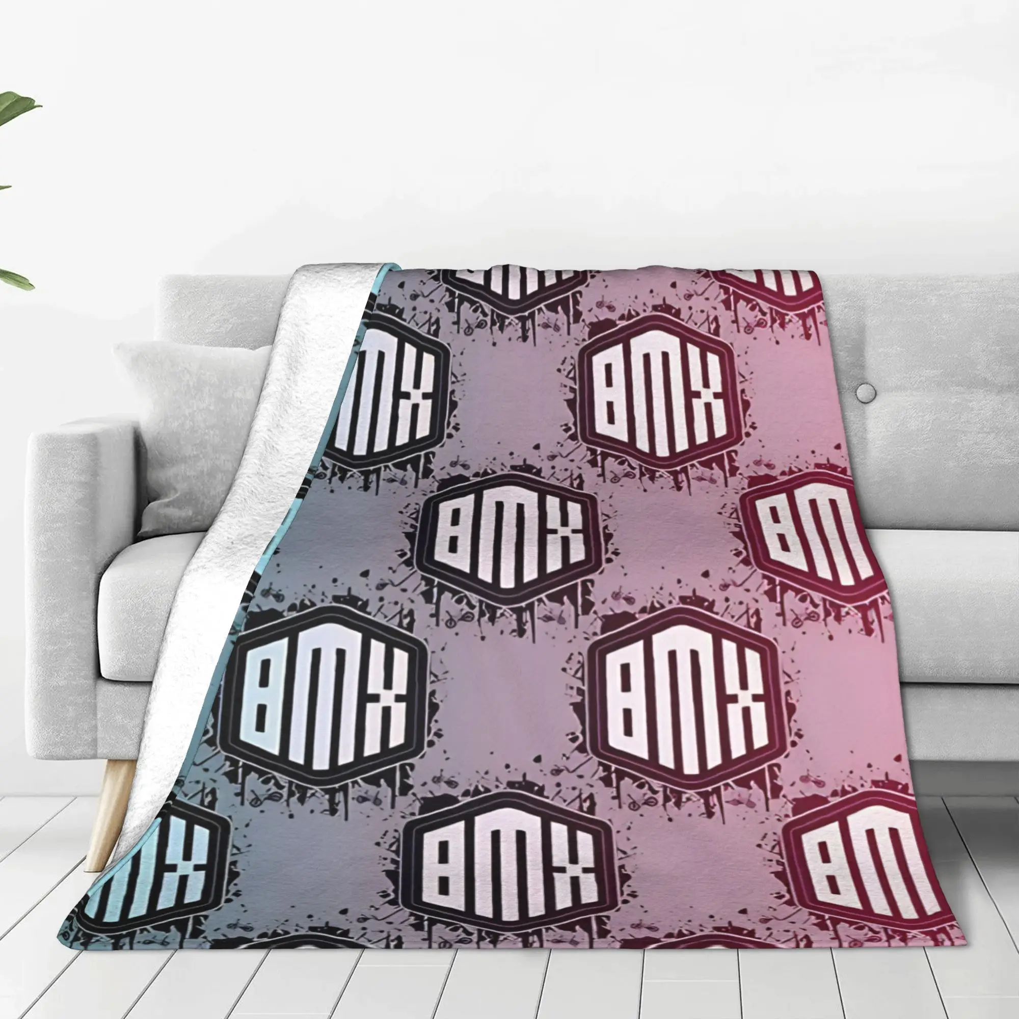 1PC Home Cute Room Decor Retro Bike Freestyle Blanket Throw Blanket BMX Racing Novelty Warm Blanket All Season