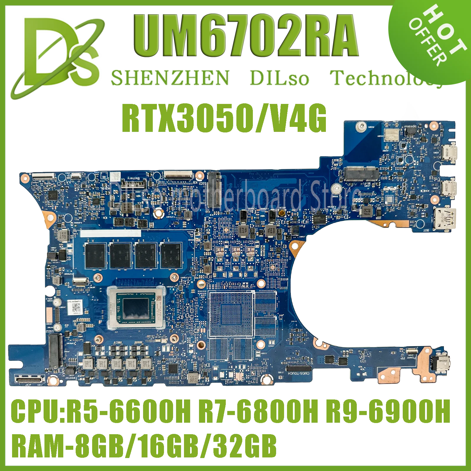 KEFU UM6702 Mainboard For ASUS UM6702RC UM6702RA UM6702R Laptop Motherboard R5-6600H R7-6800H R9-6900H RAM-8GB/16GB/32GB