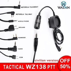WADSN Tactical Headset PTT Plug Hole Civilian Headphone Accessories For Kenwood PTT Paintball Nylon PlasticWZ138