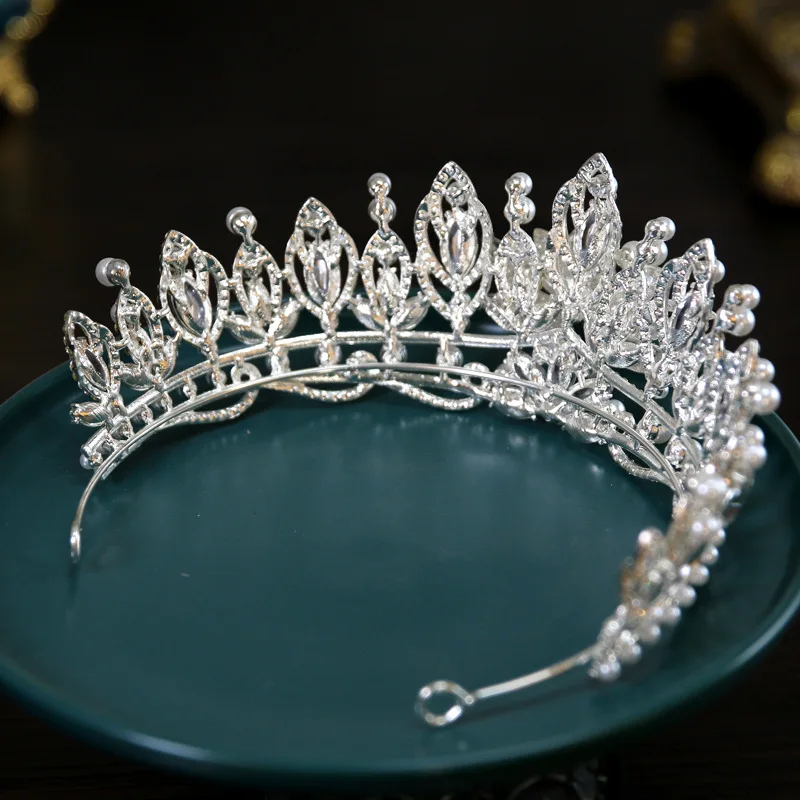 DIEZI Luxury Crystal Pearl Crown Bridal Hair Accessories Elegant Korean Queen Tiaras Diadem Girls Wedding Party Dress Headbands