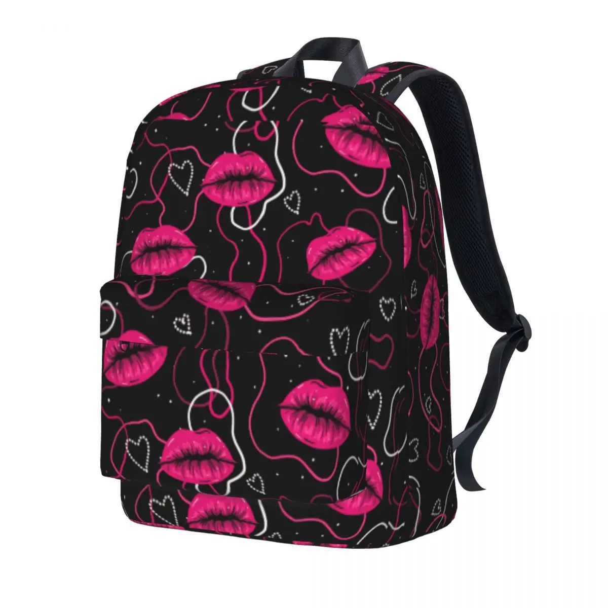 

Pink Lips Pattern Backpack Vintage University Backpacks Boy Novelty High School Bags Design Breathable Rucksack