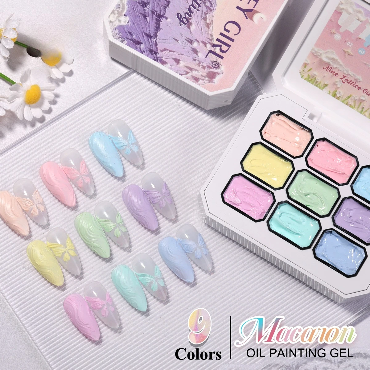 

9 Colors Oil Paintting Gel Nail Decoration 3D Effect Super Texture Painting Gel Soak Off UV LED Semi Permanent Pigmented Paint