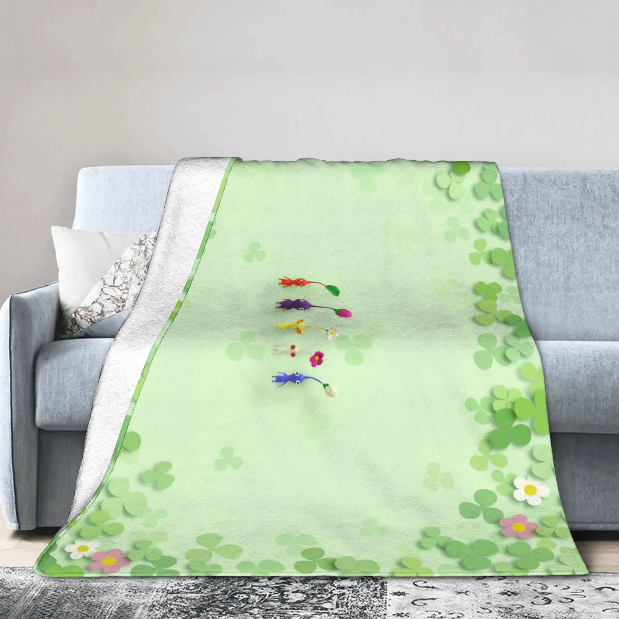 Pikmins Family Cute Fun Blanket Game Anime Fuzzy Bedding Throw Blanket Couch Lightweight Gift Breathable