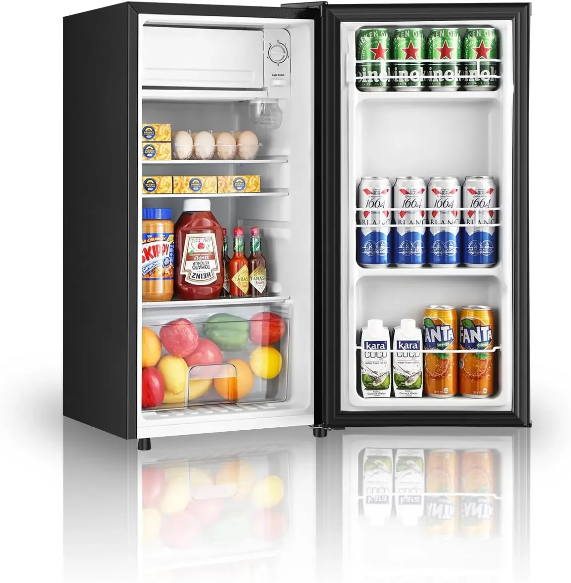 .Ft Mini Fridge with Freezer, Single Door Mini Refrigerator, 5 Settings Temperature Adjustable, Compact Refrigerator for Apartme