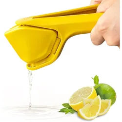 Max Juice Extraction Lemon Lime Squeezer EasytoUse Flat Lemon Squeezer with Leverage Squeezer with Built in Strainer Yellow