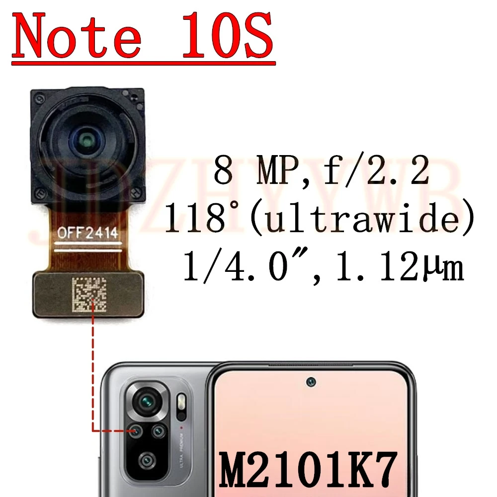 Rear Front Camera For Xiaomi Redmi Note 10S Frontal Selfie Facing Main Wide Back Camera Module Flex Cable Replacement