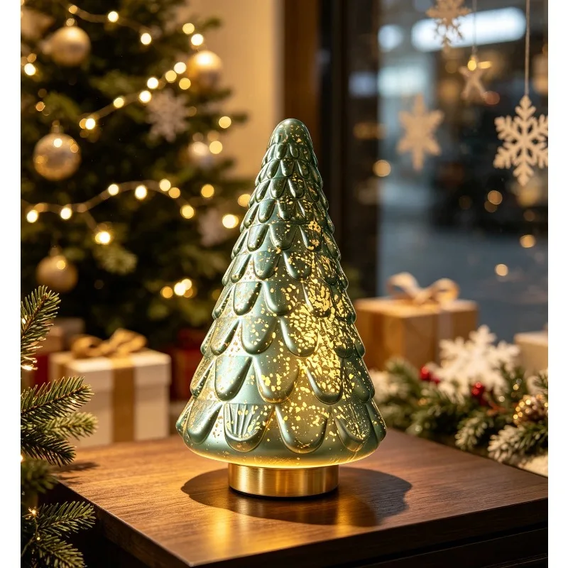 Creative Christmas Tree Shape Glass Decorative Lights Home Decoration Ornaments Holiday Decoration