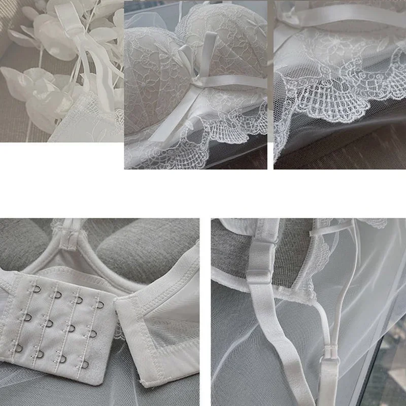 Korean Bras for Women Push Up Female White Bralette Wire Free Beauty Back Sexy Lingerie Underwear Brassiere