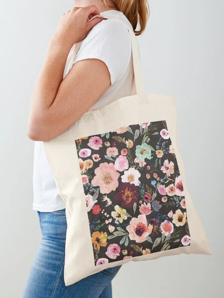 

Burst into Bloom (midnight) Tote Bag Shopper handbag large size bags Canvas bag custom bags