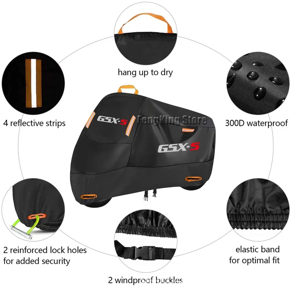 Voor GSX-S750 GSX-S1000 Gsxs750 Gsxs1000 Gsxs Motorfiets Cover Waterdichte Outdoor Scooter Uv Beschermer Regenhoes