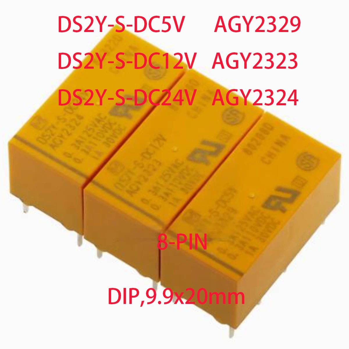 1PCS NEW Original DS2Y DS2Y-S Power Relay DS2Y-S-DC5V AGY2329 5VDC DS2Y-S-DC12V AGY2323 12VDC DS2Y-S-DC24V AGY2324 24VDC 8-PIN