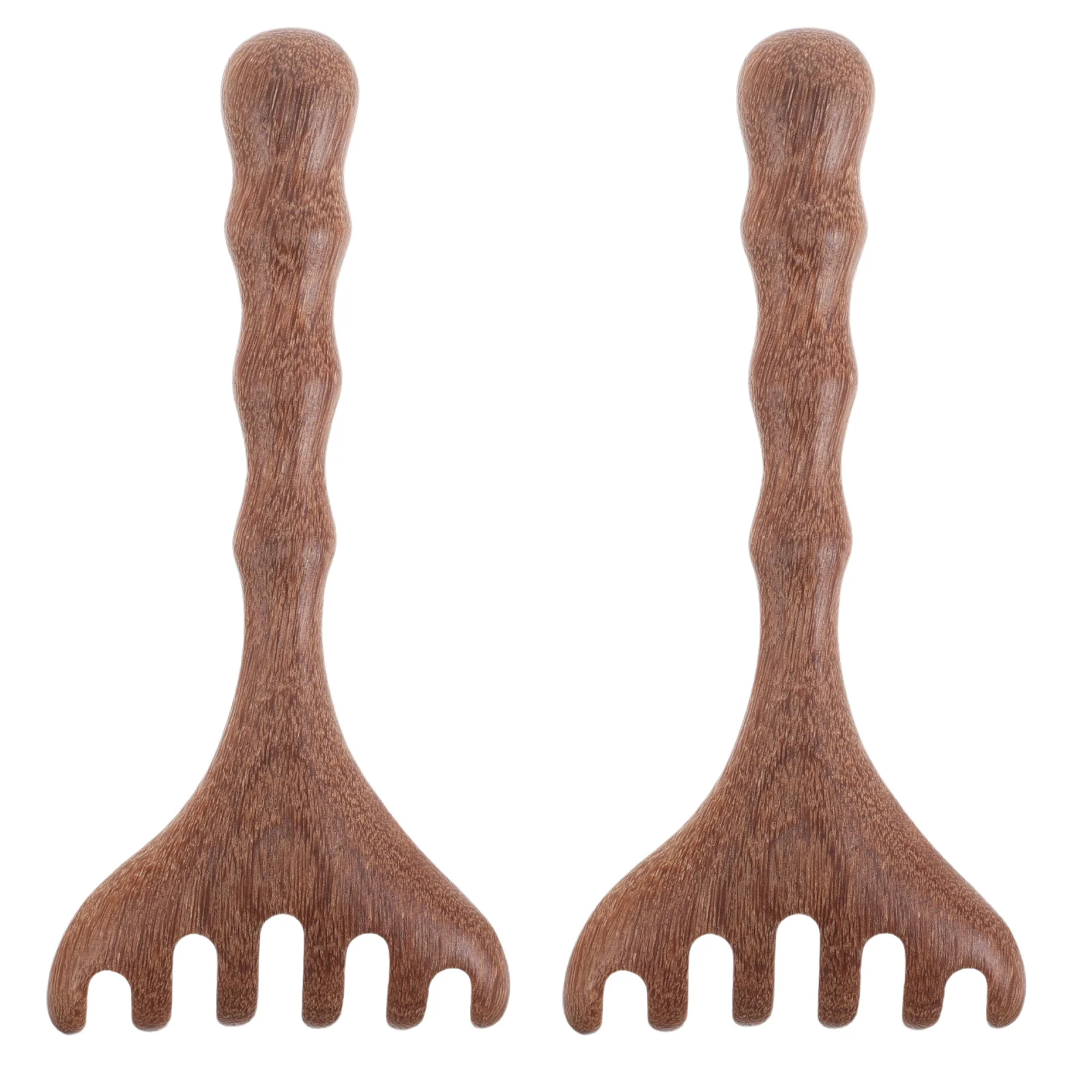 

2Pcs Wooden Scalp Massager Comb Antler Shaped Five Prongs Ergonomic Handle Head Neck Gua Sha Multifunctional Durable