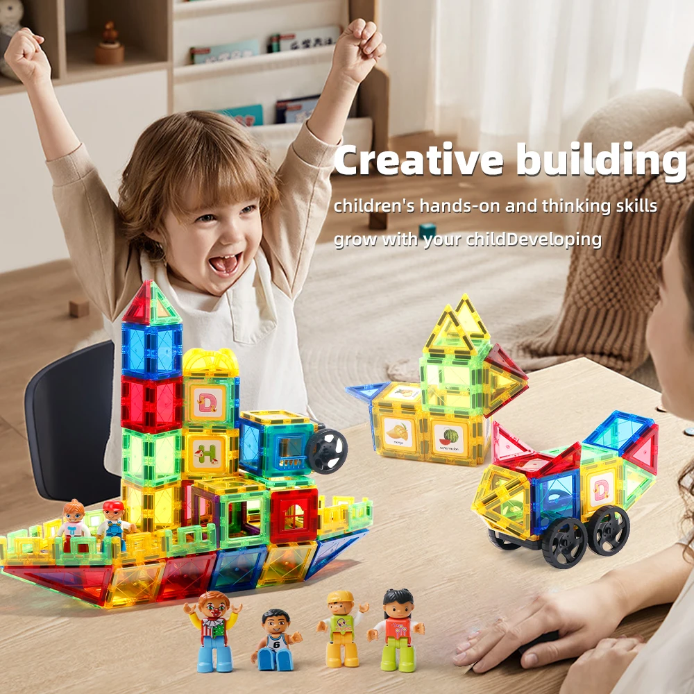 Romboss Magnetic Building Blocks ชุดแม่เหล็กแผ่นก่อสร้างอาคารปริศนากระเบื้องเด็กผู้หญิงเด็ก Montessori ของเล่นของขวัญ