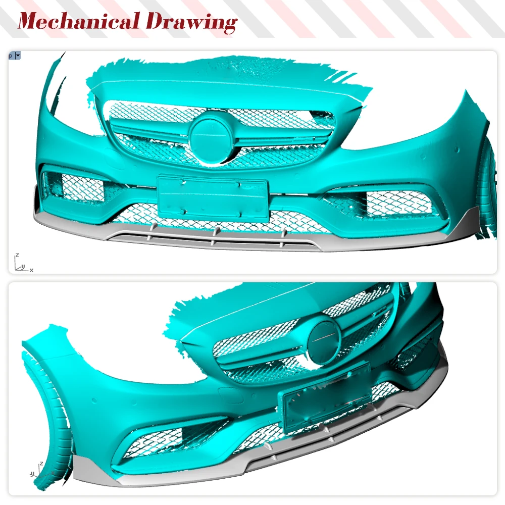 Car Front Bumper Lip Splitters Spoiler For Mercedes-Benz C Class W205 C63 AMG S 4 Door Sedan 2015-2019 Carbon Fiber Front Chin