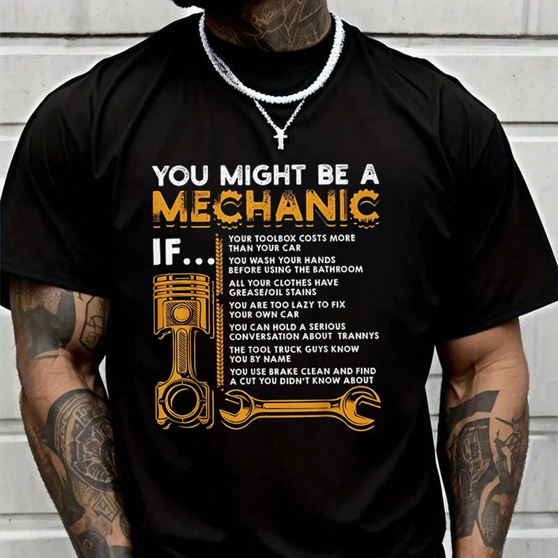 

Wrench Graphic - Mechanic Gift For Auto Repair Men's Fashion T-shirt Casual Trendy Tshirts For Summer Short Sleeve Tops