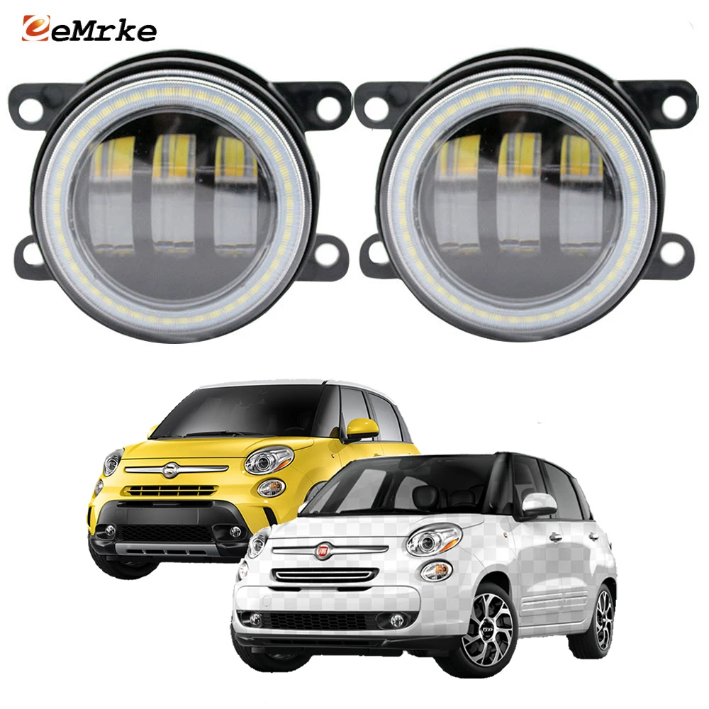 

2X Led Angel Eye DRL for Fiat 500L 330 NA 2013 2014 2015 2016 2017 LED Fog Lights Lamp with Cut-Line Lens Daytime Running Lights