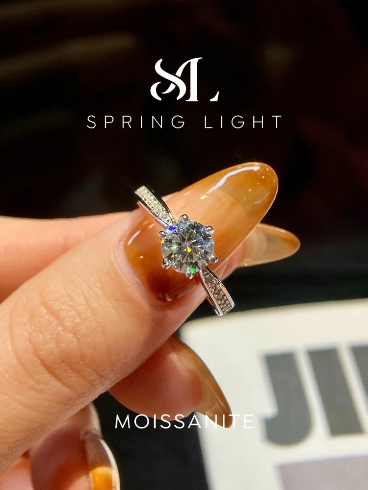 Real 0.5-1CT Moissanite Diamond Rings for Women Wedding Anniversary 925 Sterling Silver High Quality Fine Jewelry