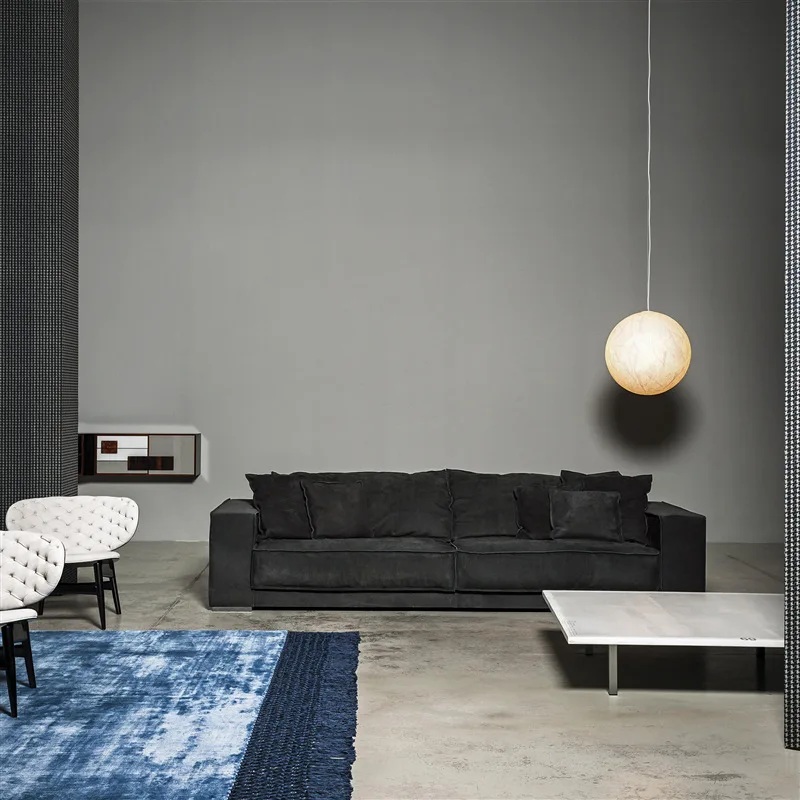 Straight row sofa living room matte leather small apartment tofu block designer