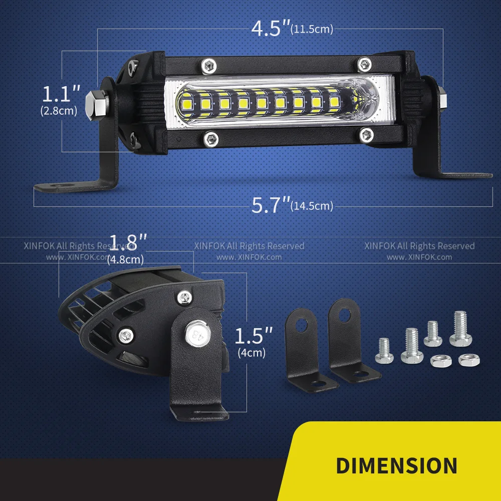 Mini listwa świetlna LED 4. 5-calowy punktowy Flood Combo Barra led do samochodu 4x4 Off Road lampa LED do pracy światło drogowe 12V 24V