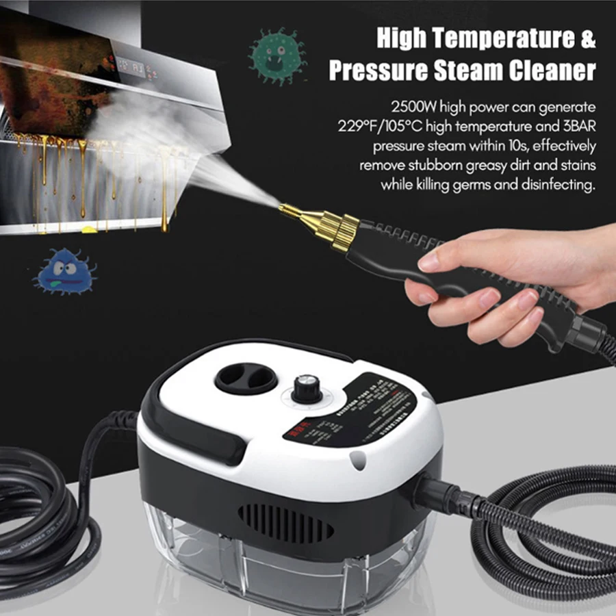 Steam Cleaner 2500W High Pressure Steam Cleaner Handheld High Temperature Cleaning Machine For Kitchen Home Car Steam Cleaning