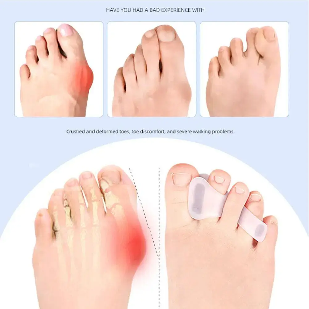 1pair Silicone Gel Straightener Two Hole Toe Separator Fingers Protector Bunion Adjuster Hallux Valgus Foot Care  ﻿