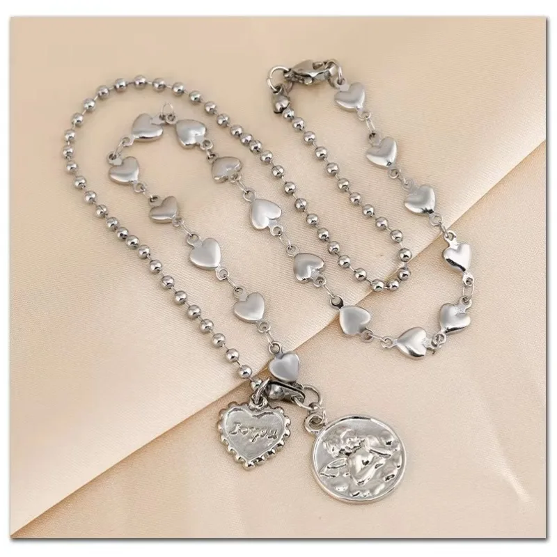 

Angel Cupid I Love You Titanium Steel Necklace, new trendy and niche design, simple and matching accessories